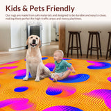 Ultra Soft Area Rug, Non Slip, Stain Resistant, Washable Area Rugs for Living Room, Bedroom, Bright Multicolor Fluid Design(Orange)