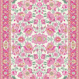 Ultra Soft Area Rug, Non Slip, Stain Resistant, Washable Area Rugs for Living Room, Bedroom, Whimsical Pink & Green Floral Fusion(White)