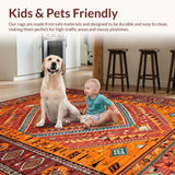 Ultra Soft Area Rug, Non Slip, Stain Resistant, Washable Area Rugs for Living Room, Bedroom, Rustic Colorful Chindi Weave(Red)