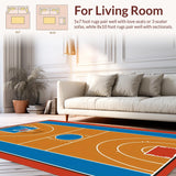 Ultra Soft Area Rug, Non Slip, Stain Resistant, Washable Area Rugs for Living Room, Bedroom, Lively Modern Sport-Themed Artwork(Brown)