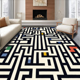 Ultra Soft Area Rug, Non Slip, Stain Resistant, Washable Area Rugs for Living Room, Bedroom, Unique Modernist Pattern Play(Black)