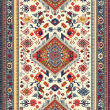 Ultra Soft Area Rug, Non Slip, Stain Resistant, Washable Area Rugs for Living Room, Bedroom, Boho Cream Multi High Traffic Living Room Rug(White)