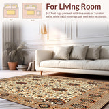 Ultra Soft Area Rug, Non Slip, Stain Resistant, Washable Area Rugs for Living Room, Bedroom, Artisan Round Jute Placemat Rustic Bohemian Design(Ivory)