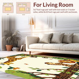 Ultra Soft Area Rug, Non Slip, Stain Resistant, Washable Area Rugs for Living Room, Bedroom, Enchanting Woodland Beige with Lively Animal(Beige)