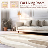 Ultra Soft Area Rug, Non Slip, Stain Resistant, Washable Area Rugs for Living Room, Bedroom, Contemporary Abstract with Flowing Wave Motifs and Sand Hues(Beige)