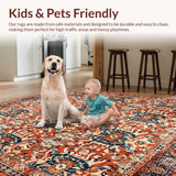 Ultra Soft Area Rug, Non Slip, Stain Resistant, Washable Area Rugs for Living Room, Bedroom, Vibrant Shabby Chic Textured Approach(Red)