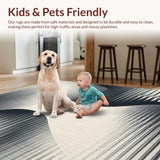 Ultra Soft Area Rug, Non Slip, Stain Resistant, Washable Area Rugs for Living Room, Bedroom, Abstract Wavy Stripes Carpet With Contemporary Artistic Expression(Gray)