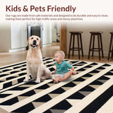 Ultra Soft Area Rug, Non Slip, Stain Resistant, Washable Area Rugs for Living Room, Bedroom, Foldable Plastic Straw Featuring Geometric Chevron Design(Beige)