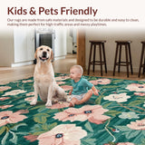 Ultra Soft Area Rug, Non Slip, Stain Resistant, Washable Area Rugs for Living Room, Bedroom, Rustic Botanical Green Palette(Green)
