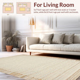 Ultra Soft Area Rug, Non Slip, Stain Resistant, Washable Area Rugs for Living Room, Bedroom, Airy Organic Shape with Earthy Hues(Beige)