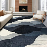 Ultra Soft Area Rug, Non Slip, Stain Resistant, Washable Area Rugs for Living Room, Bedroom, Abstract Grayscale Wave Pattern Runner Rug with Flowing Striped Motif(Gray)