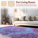 Ultra Soft Area Rug, Non Slip, Stain Resistant, Washable Area Rugs for Living Room, Bedroom, Vibrant Medallion Chic Aesthetic(Blue)