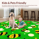 Ultra Soft Area Rug, Non Slip, Stain Resistant, Washable Area Rugs for Living Room, Bedroom, Whimsical Vibrant Animal Theme(Green)
