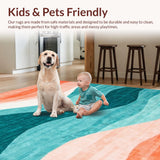 Ultra Soft Area Rug, Non Slip, Stain Resistant, Washable Area Rugs for Living Room, Bedroom, Bright Abstract Symmetrical Artwork(Orange)