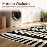 Ultra Soft Area Rug, Non Slip, Stain Resistant, Washable Area Rugs for Living Room, Bedroom, Beige Black Grid Checkerboard Area for Unique Kitchen Aesthetics(Black)