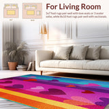 Ultra Soft Area Rug, Non Slip, Stain Resistant, Washable Area Rugs for Living Room, Bedroom, Charming Playful Rainbow Typography(Orange)