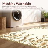 Ultra Soft Area Rug, Non Slip, Stain Resistant, Washable Area Rugs for Living Room, Bedroom, Elegant Beige Floral Runner Serene Hallway & Kitchen(Beige)