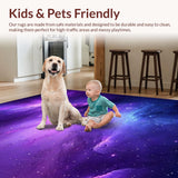 Ultra Soft Area Rug, Non Slip, Stain Resistant, Washable Area Rugs for Living Room, Bedroom, Striking UV Illuminated Celestial Display(Purple)