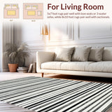 Ultra Soft Area Rug, Non Slip, Stain Resistant, Washable Area Rugs for Living Room, Bedroom, Bold Monochrome Stripe Area Rug(Black)