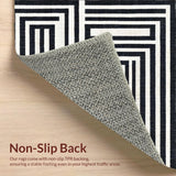 Ultra Soft Area Rug, Non Slip, Stain Resistant, Washable Area Rugs for Living Room, Bedroom, Contemporary Stripe Fusion Rug Alternating Bold Lines Dynamic Graphic Art(Black)