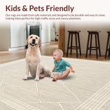 Ultra Soft Area Rug, Non Slip, Stain Resistant, Washable Area Rugs for Living Room, Bedroom, Beige Area Low Profile Design(Beige)