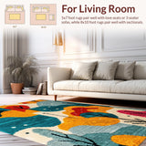 Ultra Soft Area Rug, Non Slip, Stain Resistant, Washable Area Rugs for Living Room, Bedroom, Whimsical Multi-Color Kitchen Floor Mat Set(Blue)