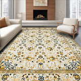 Ultra Soft Area Rug, Non Slip, Stain Resistant, Washable Area Rugs for Living Room, Bedroom, Elegant Vintage Floral Composition(Beige)