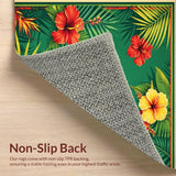 Ultra Soft Area Rug, Non Slip, Stain Resistant, Washable Area Rugs for Living Room, Bedroom, Tropical Floral Vintage Aesthetic(Green)