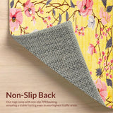 Ultra Soft Area Rug, Non Slip, Stain Resistant, Washable Area Rugs for Living Room, Bedroom, Modern Nature-Inspired Floral Art(Yellow)