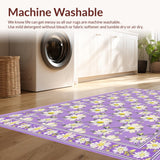 Ultra Soft Area Rug, Non Slip, Stain Resistant, Washable Area Rugs for Living Room, Bedroom, Cute Lavender Blooming Style(Purple)