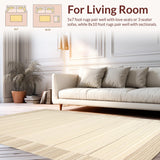 Ultra Soft Area Rug, Non Slip, Stain Resistant, Washable Area Rugs for Living Room, Bedroom, Sleek Contemporary Beige Textural Harmony(Beige)