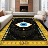 Ultra Soft Area Rug, Non Slip, Stain Resistant, Washable Area Rugs for Living Room, Bedroom, Rustic Symmetrical Eye Arrangement(Black)