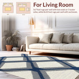 Ultra Soft Area Rug, Non Slip, Stain Resistant, Washable Area Rugs for Living Room, Bedroom, Charming Ivory Diamond Motif(Beige)