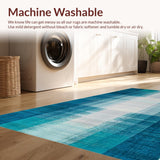 Ultra Soft Area Rug, Non Slip, Stain Resistant, Washable Area Rugs for Living Room, Bedroom, Washable Ombre Striped Rug: Modern Abstract Area Rug(Blue)