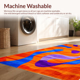 Ultra Soft Area Rug, Non Slip, Stain Resistant, Washable Area Rugs for Living Room, Bedroom, Radiant Retro Wave Composition(Orange)
