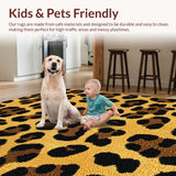 Ultra Soft Area Rug, Non Slip, Stain Resistant, Washable Area Rugs for Living Room, Bedroom, Eco-Friendly Tiger Pattern Living Room Plush Rug(Gold)