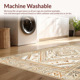Ultra Soft Area Rug, Non Slip, Stain Resistant, Washable Area Rugs for Living Room, Bedroom, Striking Transitional Circular Design(Beige)