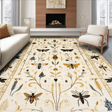 Ultra Soft Area Rug, Non Slip, Stain Resistant, Washable Area Rugs for Living Room, Bedroom, Elegant Earthy Insect Design(Beige)