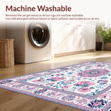 Ultra Soft Area Rug, Non Slip, Stain Resistant, Washable Area Rugs for Living Room, Bedroom, Delicate Blossom and Feather Theme(White)