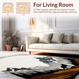 Ultra Soft Area Rug, Non Slip, Stain Resistant, Washable Area Rugs for Living Room, Bedroom, Cozy Vintage Animal Illustration(Gray)