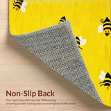 Ultra Soft Area Rug, Non Slip, Stain Resistant, Washable Area Rugs for Living Room, Bedroom, Whimsical Floral Bee Design(Yellow)