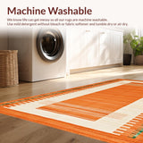 Ultra Soft Area Rug, Non Slip, Stain Resistant, Washable Area Rugs for Living Room, Bedroom, Vibrant Earthy Geometric Motif(Orange)