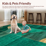 Ultra Soft Area Rug, Non Slip, Stain Resistant, Washable Area Rugs for Living Room, Bedroom, Luxurious Fluffy Asymmetrical Design(Green)