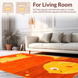 Ultra Soft Area Rug, Non Slip, Stain Resistant, Washable Area Rugs for Living Room, Bedroom, Adorable Bright Animal Design(Orange)