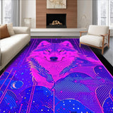 Ultra Soft Area Rug, Non Slip, Stain Resistant, Washable Area Rugs for Living Room, Bedroom, Eclectic Multi-Hued Wolf Design(Purple)