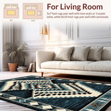 Ultra Soft Area Rug, Non Slip, Stain Resistant, Washable Area Rugs for Living Room, Bedroom, Retro Diamond Checkered Aesthetic(Blue)