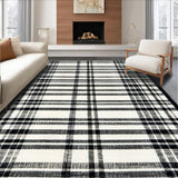 Ultra Soft Area Rug, Non Slip, Stain Resistant, Washable Area Rugs for Living Room, Bedroom, Indoor Outdoor Rug Black White Striped Braided Washable Area Rug(Black)