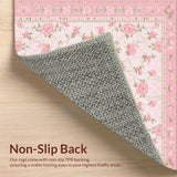 Ultra Soft Area Rug, Non Slip, Stain Resistant, Washable Area Rugs for Living Room, Bedroom, Enchanting Blooming Field Theme(Pink)