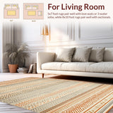 Ultra Soft Area Rug, Non Slip, Stain Resistant, Washable Area Rugs for Living Room, Bedroom, Modern Earthy Geometric Aesthetic(Orange)
