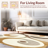 Ultra Soft Area Rug, Non Slip, Stain Resistant, Washable Area Rugs for Living Room, Bedroom, Contemporary Geometric Area with Cream and Brown Swirl(Beige)